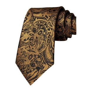 Ties | Mens Gold Black Paisley Silk Tie Accessories Mens