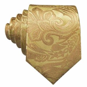 Ties | Mens Gold Paisley Silk Tie Accessories Mens