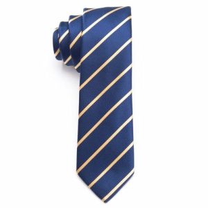 Ties | Mens Gold Striped Skinny Tie Accessories Mens