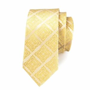 Ties | Mens Gold Yellow Square Floral Silk Tie Accessories Mens