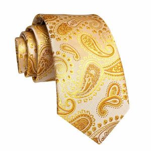 Ties | Mens Golden Paisley Silk Tie Accessories Mens