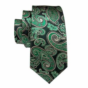 Ties | Mens Green & Black Paisley Silk Tie Accessories Mens