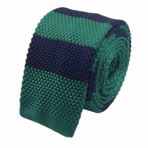 Ties | Mens Green Blue Striped Square Knit Tie Accessories Mens