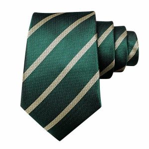 Ties | Mens Green Champagne Striped Silk Tie Accessories Mens