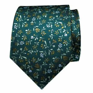 Ties | Mens Green Flower Silk Tie Accessories Mens