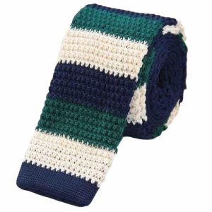 Ties | Mens Green White Blue Square Knit Tie Accessories Mens