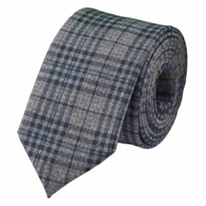 Ties | Mens Grey Blue Checkered Cotton Necktie Accessories Mens