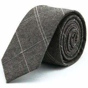 Ties | Mens Grey Checkered Cotton Skinny Tie Accessories Mens