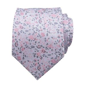 Ties | Mens Grey Pink Floral Silk Tie Accessories Mens