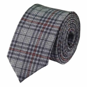 Ties | Mens Grey Red Checkered Cotton Necktie Accessories Mens