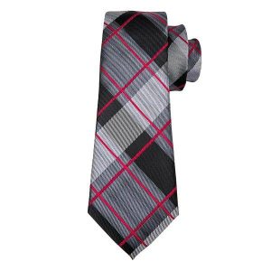 Ties | Mens Grey Red Checkered Silk Tie Accessories Mens