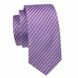 Ties | Mens Lavender Striped Silk Necktie Accessories Mens