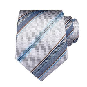 Ties | Mens Light Blue Metallic Striped Silk Tie Accessories Mens