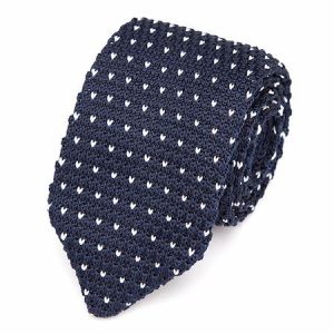 Ties | Mens Navy Blue Dot Knitted Tie Accessories Mens