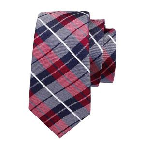 Ties | Mens Navy Blue Red Checkered Silk Tie Accessories Mens