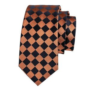 Ties | Mens Orange Black Diamond Silk Tie Accessories Mens