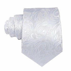 Ties | Mens Pure White Floral Silk Tie Accessories Mens