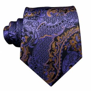 Ties | Mens Purple Gold Floral Silk Tie Accessories Mens