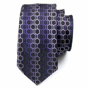 Ties | Mens Purple Hexagon Silk Necktie Accessories Mens