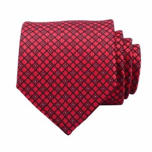 Ties | Mens Red Checkered Silk Necktie Accessories Mens