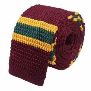 Ties | Mens Red Green Yellow Square Knit Tie Accessories Mens