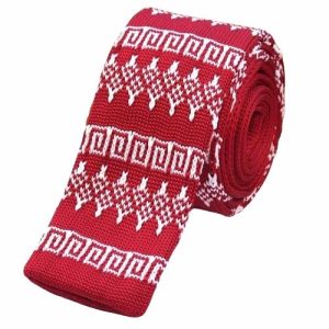 Ties | Mens Red Winter Square Knit Tie Accessories Mens