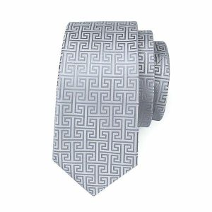 Ties | Mens Silver Geometric Silk Tie Accessories Mens