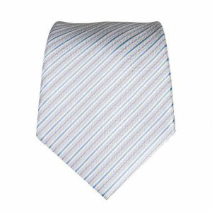 Ties | Mens Silver White Blue Striped Silk Tie Accessories Mens