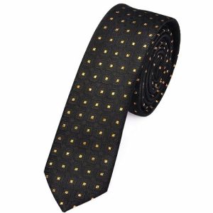 Ties | Mens Skinny Black Gold Square Tie Accessories Mens