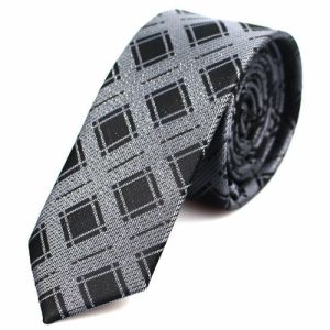 Ties | Mens Skinny Black & Silver Tie Accessories Mens