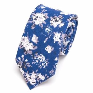 Ties | Mens Sky Blue Floral Skinny Cotton Tie Accessories Mens