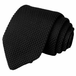 Ties | Mens Solid Black Knitted Tie Accessories Mens