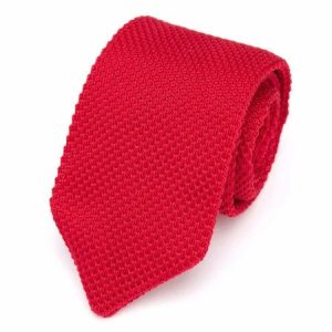 Ties | Mens Solid Bright Red Knitted Tie Accessories Mens