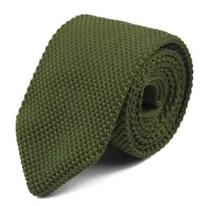 Ties | Mens Solid Olive Green Knitted Tie Accessories Mens