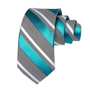 Ties | Mens Teal Turquoise Striped Silk Tie Accessories Mens