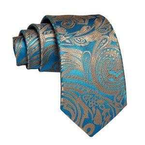 Ties | Mens Turquoise Gold Paisley Silk Tie Accessories Mens