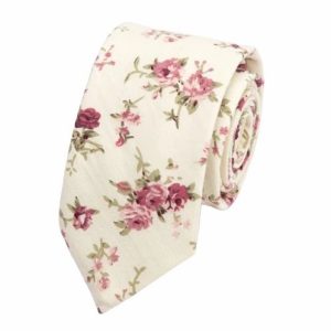 Ties | Mens White Pink Floral Skinny Cotton Tie Accessories Mens