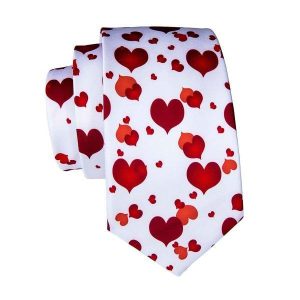 Ties | Mens White Red Love Heart Silk Tie Accessories Mens