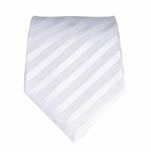 Ties | Mens White Silver Striped Silk Tie Accessories Mens