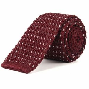 Ties | Mens Wine Red Dotted Square Knit Tie Accessories Mens