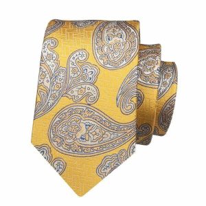 Ties | Mens Yellow White Paisley Silk Tie Accessories Mens