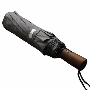 Umbrellas | Mens Grey Wooden Handle Travel Umbrella Accessories Mens