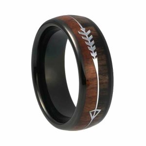 Wood Rings | Mens Two-Tone Black Wood Ring Band Rings Band Rings