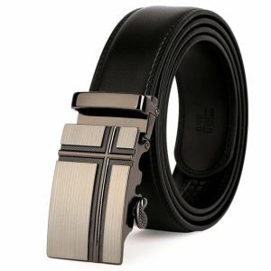 Belts | Mens Black Leather Suit Belt Accessories Belts