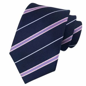 Ties | Mens Classic Blue Pink Striped Silk Tie Accessories Mens