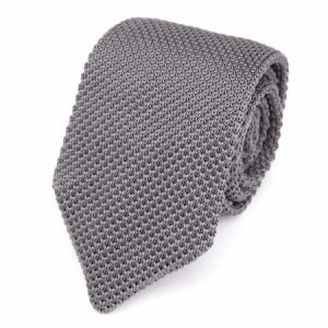 Ties | Mens Solid Grey Knitted Tie Accessories Mens