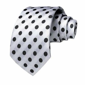 Ties | Mens White Black Polka Dot Silk Tie Accessories Mens