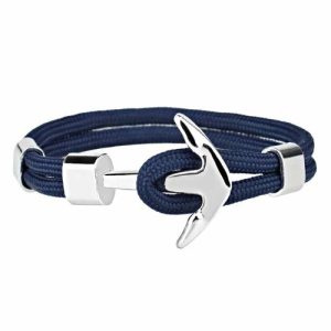 Anchor Bracelets | Mens Navy Blue Silver Anchor Bracelet Anchor Bracelets Anchor Bracelets