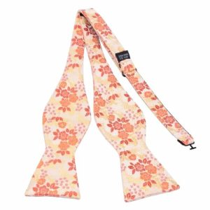 Bow ties | Mens Peach Floral Silk Self-Tie Bow Tie Accessories Bow ties