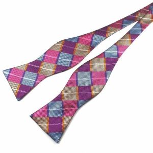 Bow ties | Mens Violet Checkered Silk Self-Tie Bow Tie Accessories Bow ties